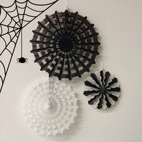 Abanico de Papel con Diseño de Telaraña de Araña, 40 cm, Ecológico, Decoración para Fiestas de Acción de Gracias y Halloween, Venta al Por Mayor