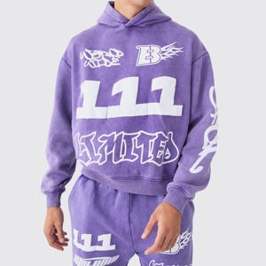 Econex Sports 2025 Ensemble de jogging à capuche 100% coton pour hommes, poids lourd, survêtement d'hiver à motif solide, grande taille - Product Image 5