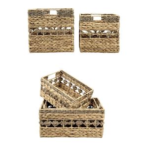 RINGLET BELT Eco-Friendly Multifunction Seagrass & Hyacinth <b>Storage</b> <b>Basket</b> Set <b>with</b> <b>Shelf</b> Organizer Cube & Rectangle Box - Product Image 1