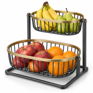 Cesta de frutas moderna de metal diseñada para una mesa de comedor elegante y la organización del hogar. Esta elegante cesta de almacenamiento abierta. - Product Image 6