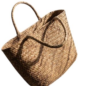 Handmade <b>Wicker</b> Basket Set, Natural Straw Woven Tote, Boho Vacation Beach <b>Bag</b>, Grocery Shopping Carryall, Wedding Honeymoon Seag - Product Image 3