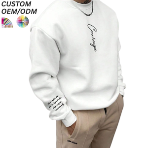 Sweat-shirt ras du cou pour homme, pull uni brodé, style minimaliste décontracté, mode urbaine, logo personnalisé, OEM ODM, vente en gros - Product Image 5