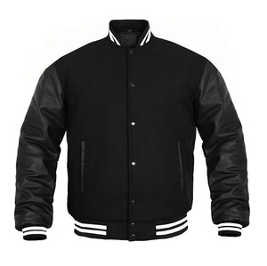 <b>Men's</b> Custom Style Melton Wool Varsity <b>Jacket</b> with <b>Leather</b> Sleeves Patchwork Design Wholesale College Baseball <b>jacket</b> for <b>men</b> - Product Image 1