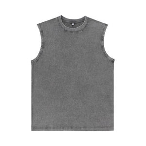<b>Men's</b> Sleeveless Tank Top O-Neck Cotton Street Style Letter Print <b>Vest</b> Design Front Back <b>White</b> Text Black Color - Product Image 3