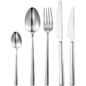 Ensemble de couverts minimalistes en acier inoxydable finition mate, fourchette, couteau, cuillère, cuillère à café, résistant au lave-vaisselle, pour les mariages et la restauration - Product Image 3