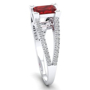 REYES Wholesale Price <b>Emerald</b> Cut 1Ct Ruby Gemstone <b>Rings</b> in 925 Sterling <b>Silver</b> GRA Certified Moissanite Engagement Fine <b>Ring</b> - Product Image 3