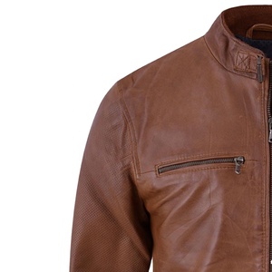 New Winter <b>Men's</b> Genuine Leather <b>Jacket</b> Zipper Style Customized Front Logo <b>Long</b> Sleeves Wholesale Fashion High Quality - Product Image 4