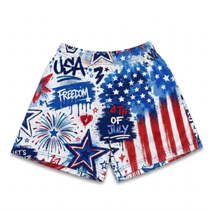 Kid's Solid American Flags Boys Shorts Canvas Knit Mesh Quick Dry Breathable Eco-Friendly Drawstring Closure Lightweight - Product Image 2