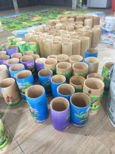 แก้วน้ำไม้ไผ่ธรรมชาติเวียดนาม ขนาด 300 มล. งานแฮนด์เมดเพ้นท์ลาย  รักษ์โลก ยั่งยืน รับผลิตแบบ OEM/ODM  ปรับแต่งได้ - Product Image 5