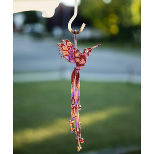 Llavero Artesanal Boho con Cuentas y Forma de Pájaro, Correa de Cuero Duradera, Intrincado Bordado de Cuentas, Colgante para Bolso - Product Image 1