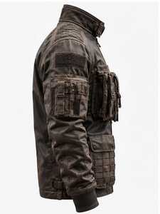 TACTICAL <b>LEATHER</b> <b>JACKET</b> <b>FOR</b> <b>MEN</b> WITH STAND COLLAR - Product Image 2