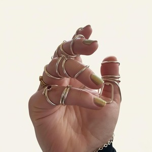 Arthritis Finger Splint Bending Sideways Lateral Deviation Silver/<b>Gold</b> Plated Brass <b>Ring</b> Women Minimalist Wholesale - Product Image 2