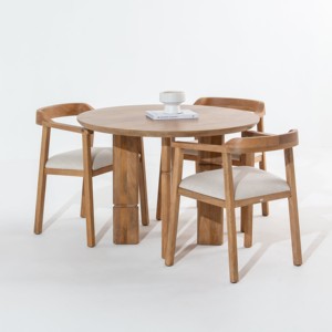 Table à manger ronde en bois Vandana Zentrix Nimbus avec un design contemporain fait main et solide - Product Image 5