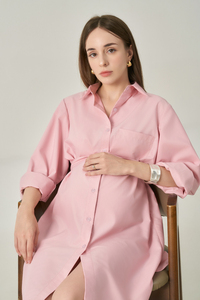 Women's Summer Cotton <b>Dress</b> - Mini Length, Turn-Down Collar, <b>Loose</b> Fit, Breathable Woven Casual Style with Logo - Product Image 4
