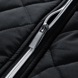 Blouson Bomber Unisexe HQR Noir Doublé Polaire Fermeture Éclair Imperméable Hiver Décontracté Col Montant Polyester Style Urbain - Product Image 3