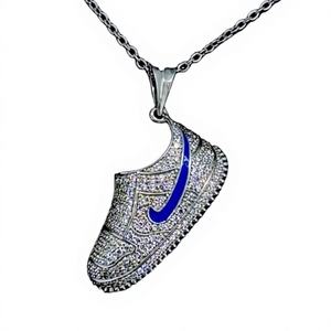 Two Tone <b>Shoe</b> Pendant Moissanite Sterling Silver Pendant Customized Sneaker Pendant for jewellery making - Product Image 3