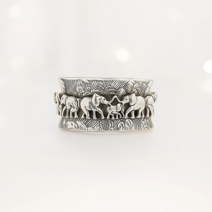 <b>Elephant</b> Family Sterling Silver Spinner Ring Boho Meditation Band Handmade Fidget Anxiety Relief Stackable Bohemian Animal - Product Image 4
