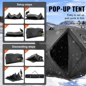 Tenda da Pesca sul Ghiaccio per 6-8 Persone con Motivo a Cubo, Area Pesca 70 Piedi Quadrati, Impermeabile - Product Image 4