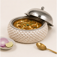 Casserole moderne artisanale avec incrustation de nacre, couvercle en acier inoxydable martelé, pot isotherme, écologique, compatible lave-vaisselle, tout usage