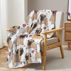 Coperta in flanella con motivo Pug Cartoon, Morbida e Leggera, per Halloween, Divano, Ufficio, Letto, Viaggi - Multifunzionale e Calda - Product Image 5