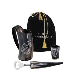 Mug en corne de buffle Viking, écologique, fait main, d'inspiration médiévale, poli, authentique, pour Noël et anniversaire - Product Image 1