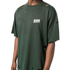 Camiseta de Algodón 100% con Diseño Nuevo para Uso en Exteriores, Estilo Desgastado, Corte Holgado, Estampada, Transpirable y Ecológica, Venta al Por Mayor - Product Image 5