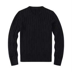 Suéter de Punto Personalizado con Logotipo, Casual, de Invierno, para Mujer, Diseño Sólido, Cuello en V, Manga Larga, Tejido Jacquard, Transpirable - Product Image 4