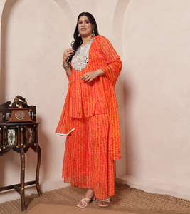 Conjunto DEEBACO para Mujer, Casual, Floral, de Gasa, Top Largo hasta el Tobillo y Sharara con Dupatta, Conjunto Coordinado, Elegante y a la Moda - Product Image 6