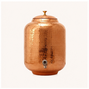Distributeur d'eau en cuivre pur avec réservoir en cuivre martelé pour la maison, le bureau et la décoration de yoga – Matka en cuivre martelé - Product Image 6