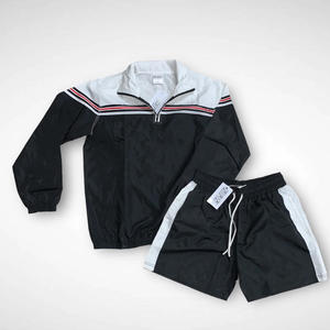 Ensemble survêtement deux pièces en nylon personnalisé pour l'été : veste coupe-vent et short imprimés color block avec fermeture éclair, grandes tailles - Product Image 3