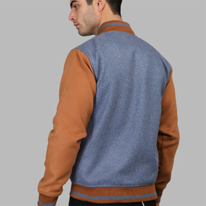 EDOOR WEARS <b>Men's</b> Black <b>White</b> Varsity <b>Jacket</b> Regular Fit Stand Collar Button Closure Casual Outerwear Winter Wear Front Logo - Product Image 5