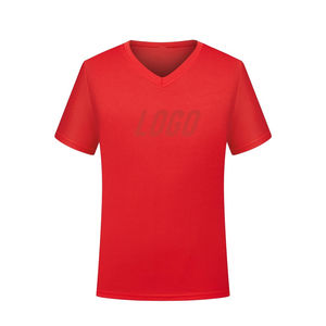 T-shirt personnalisé pour homme à col en V, 100 % coton peigné, infroissable, respirant, design vierge, vente en gros - Product Image 2