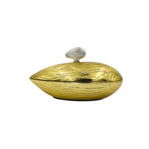 Bol de service en aluminium doré en forme d'amande, plat à collation couvert, récipient pour fruits secs, décoration vintage pour la maison - Product Image 3