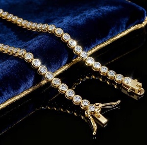 Luxury Gold Bezel <b>Set</b> Moissanite Tennis Bracelet Iced Out Hip Hop Jewellery Diamond Look Wrist Shine Bracelet - Product Image 4