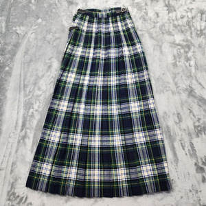 Jupe Vintage Femme Plissée Longue en Laine Tartan Vert Bleu avec Boucle Kilt 2026 - Product Image 3