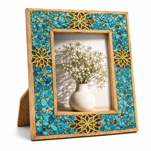 Cadre photo moderne en mosaïque élégant, design à rayures diagonales rectangulaires, affichage vertical sur table, cadre photo personnalisé - Product Image 5