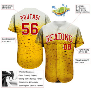 Custom Baseball Jersey <b>Beer</b> Print Sublimated Personalized Name Number Team Uniform Unisex Adult Short Sleeve Polyester - Product Image 2