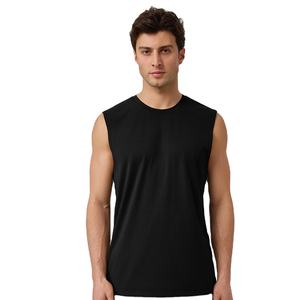 Débardeur sans manches impression personnalisée disponible OEM 140gsm débardeur respirant Gym course solide hommes col rond débardeurs - Product Image 3