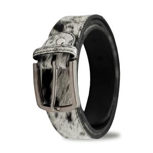 Ceinture unisexe en cuir véritable et fourrure de vache, boucle à ardillon personnalisée, motif vache doré, ceintures en vraie fourrure pour femmes, design tendance - Product Image 1