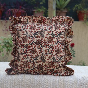 Vintage Floral Cotton Raffle Cushion <b>Covers</b> Bohemian <b>Throw</b> Pillows Handprinted Boho Trim <b>Sofa</b> Bed Pillow <b>Cover</b> Indian Cushion - Product Image 2