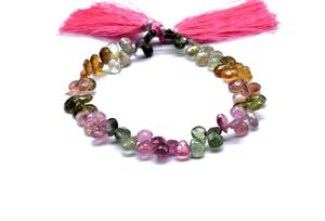 ลูกปัดทัวร์มาลีนทรงหยดน้ำหลายสี ขนาด 5*7 มม. สำหรับทำเครื่องประดับ ร้านอัญมณีอินเดีย รูขนาด 0.50 มม. เหมาะสำหรับงานแต่งงาน - Product Image 3