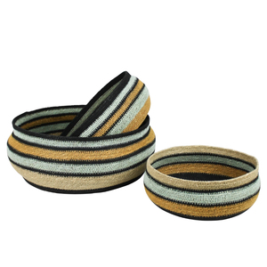 Luxury Handmade Striped <b>Plant</b> Fiber Storage <b>Baskets</b> Circle Shape Stackable Folk Art Multi Purpose Neatening Bin & Hot Sale - Product Image 1