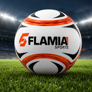 Flamia Sports <b>Football</b> <b>White</b> <b>Black</b> Orange Screen Printed Durable Logo Butyl Bladder High Air Retention Size 5 Indoor - Product Image 6
