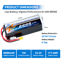 Batterie de drone CALH UAV, batterie de drone 6S 10C 8000mAh, batteries à l'état solide pour drone FPV, quadricoptère, avion, hélicoptère