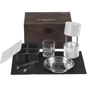 Kit per Sfere di Ghiaccio in Lega di Alluminio con Tappetino Grande, Pinza e Vassoio Raccogligocce Inclusi, Un Bicchiere per Creare Cubetti di Ghiaccio a Forma di Aereo - Product Image 1