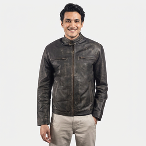 Leather <b>Jacket</b> Men Stand Collar Moto <b>Slim</b> <b>Fit</b> Coat Made In Pakistan Spring Autumn Fashion Motorcycle <b>jacket</b> for men - Product Image 6