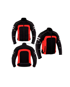 Blouson de moto en tissu peigné 2026 avec coutures thermocollées, respirant et fini, style motard, fermeture éclair frontale - Product Image 1