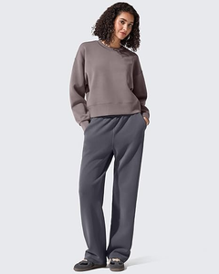 Sudadera Corta de Algodón con Logotipo Personalizado para Mujer, Sudadera Holgada Lisa para Mujer, Sudaderas Cortas Personalizadas para Mujer - Product Image 5