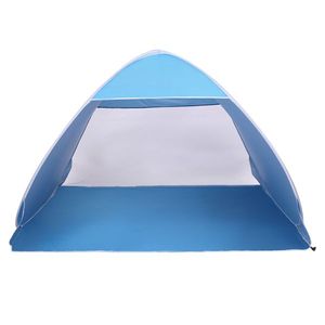 Tenda da Spiaggia Blu per 2-3 Persone, Riparo Solare Pop-Up con Ombrellone Automatico, Riparo da Spiaggia Impermeabile a Strato Singolo per Pesca - Product Image 2