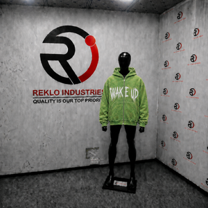 Oversized Green <b>Zip</b> <b>Up</b> <b>Hoodie</b> Wake <b>Up</b> <b>Graphic</b> Print Streetwear Men's Casual Full Zipper Hooded Sweatshirt Urban Fashion Wear Fit - Product Image 3
